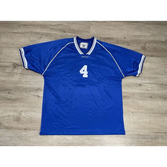 Vintage Admiral Football Soccer Shirt Jersey Men's Sz L Made in USA Blue White‎ - Picture 1 of 7